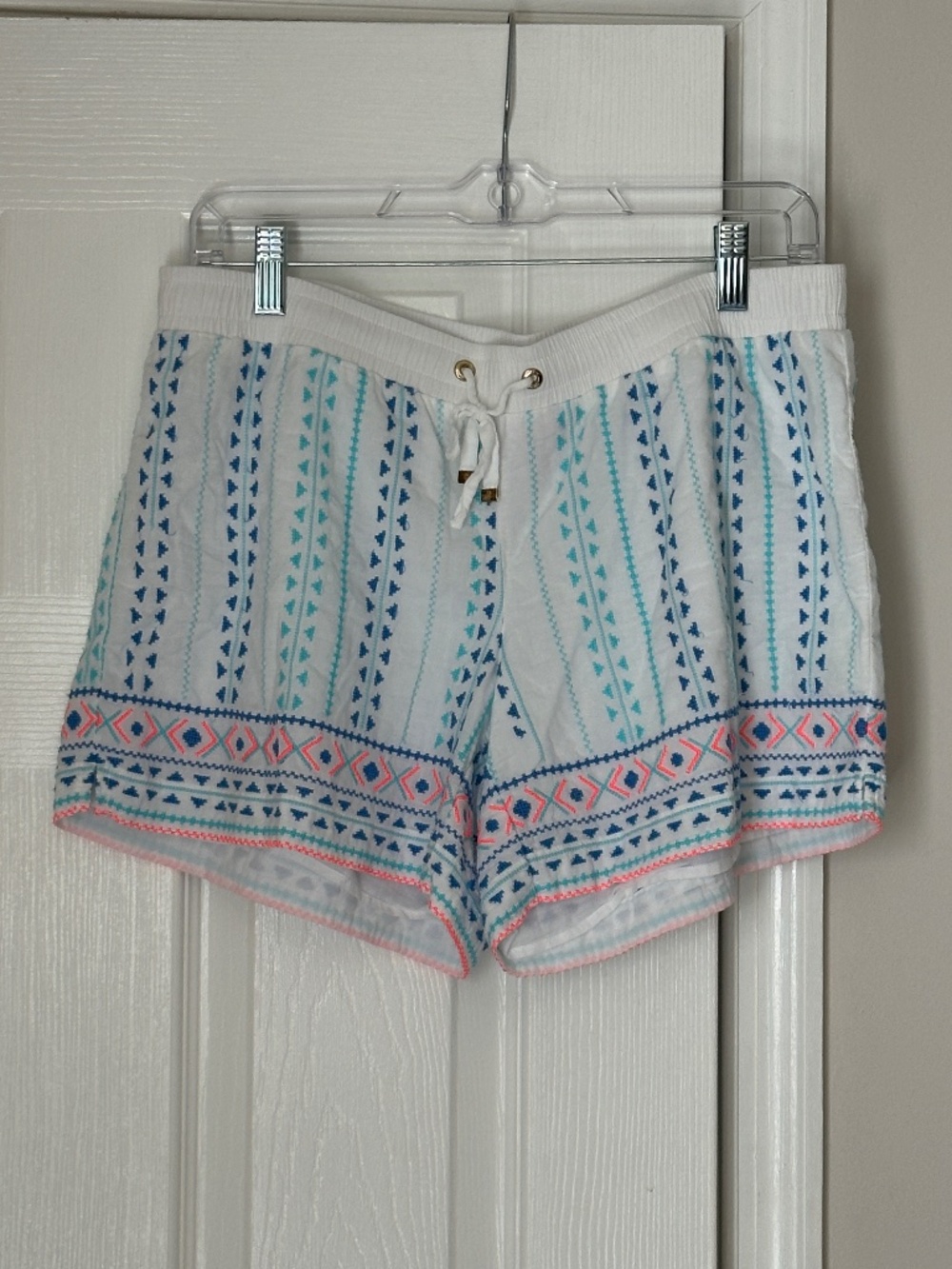 Lilly Pulitzer Katia Short Geometric Stripes White Lined Cotton Medium Resort